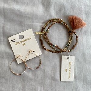 NWT World Market Pink & Gold Jewelry Set